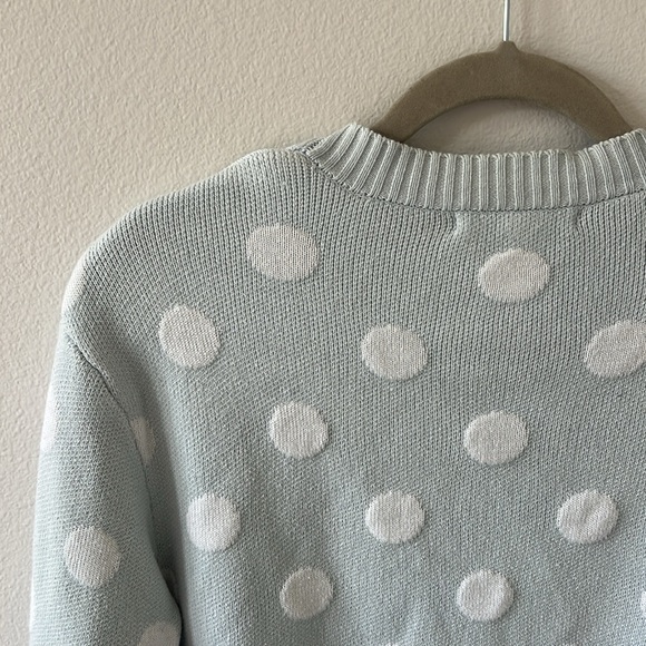 BCBGeneration Women's Polka Dot Cardigan Sweater, Baby Blue, S - Picture 5 of 7